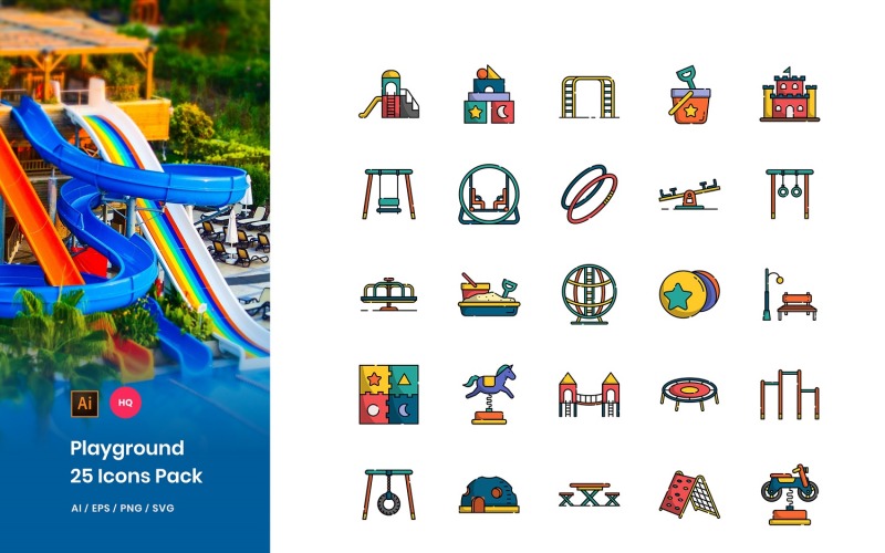 Download Набор иконок "Playground Pack Icon Set" / Playground Pack Icon Set - Набор иконок на тему графика icons,playground,park,fun,play,outdoor,child,recreation,kindergarten,toy,amusement,kid,game,swing