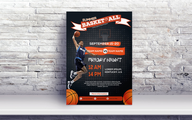 Download Фирменный стиль "Basketball Flyer - Corporate Identity Template" / Basketball Flyer - Corporate Identity Template - Фирменный стиль на тему графика athlete,basketball,camp,championship,flyer,league,match,player,poster,team,college,madness,march,madness,template,sport,sports,training