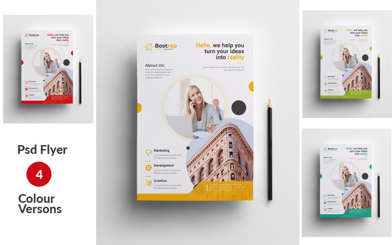 Download Фирменный стиль "Bostrap - Best Creative Business Flyer Vol_80 - Corporate Identity Template" / Bostrap - Best Creative Business Flyer Vol_80 - Corporate Identity Template - Фирменный стиль на тему графика flyer,corporate,corporate,creative,flyer,travel,business,card,card,liflet,computer,internet,stationery,id,kit,blue,hi-quality,official,symple,green