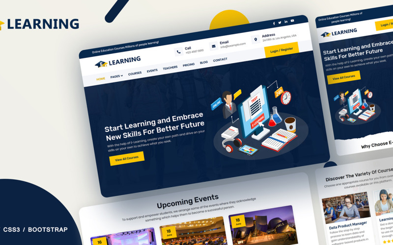 E-learning Kursy online Szablon strony internetowej