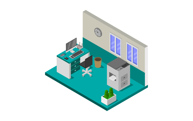 Download Vector "Isometric Office Room On White Background - Vector Image" / Isometric Office Room On White Background - Vector Image - Vector на тему графика workplace,room,business,table,interior,indoor,isometric,3d,office,infographic,people,isometry,reception,design,flat,meeting,worker,illustration,corporate,team