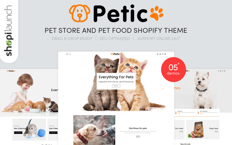 Petic - тема Shopify для зоомагазинов и кормов для домашних животных
