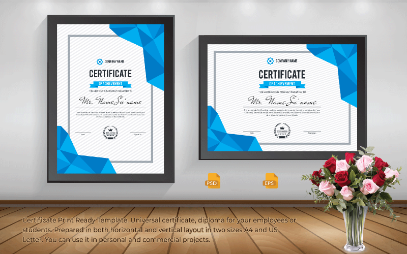 Download Шаблон сертификата "Printable Achievement Certificate Template" / Printable Achievement Certificate Template - Шаблон сертификата на тему графика blue,certificate,black,business,design,green,creative,graphic,landscape,letterhead,modern,official,print,professional,simple,standard,web,white