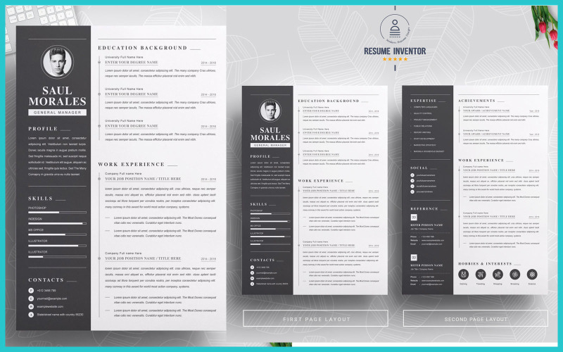Professioneel / Word Cv Black Design CV-sjabloon