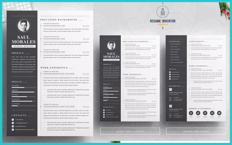 Profesyonel / Word Cv Siyah Tasarım Özgeçmiş Teması