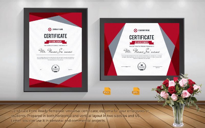 Download Шаблон сертификата "Triangles Design Certificate Template" / Triangles Design Certificate Template - Шаблон сертификата на тему графика blue,certificate,black,business,design,green,creative,graphic,landscape,letterhead,modern,official,print,professional,simple,standard,web,white