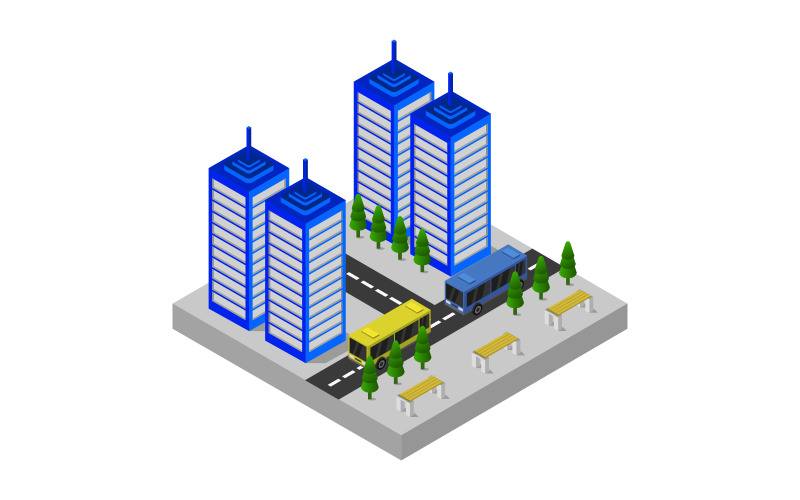 Download Vector "Isometric City - Vector Image" / Isometric City - Vector Image - Vector на тему графика illustration,urban,transport,vector,modern,isolated,concept,city,district,downtown,isometric,landscape,creative,building,megalopolis,environment,business,set,architecture,map