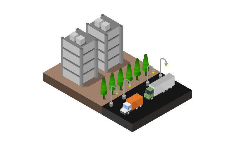 Download Vector "Isometric City - Vector Image" / Isometric City - Vector Image - Vector на тему графика illustration,urban,transport,set,architecture,map,vector,construction,street,modern,house,isolated,city,district,collection,isometric,road,object,element,design
