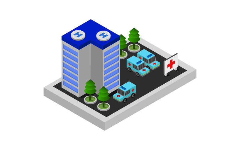 Download Vector "Isometric Hospital - Vector Image" / Isometric Hospital - Vector Image - Vector на тему графика clinic,illustration,paramedic,service,help,doctor,transport,medicine,health,rescue,map,urgent,hospital,vector,design,street,urgency,vehicle,accident,medic