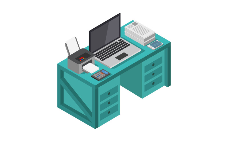 Download Vector "Isometric Office Desk - Vector Image" / Isometric Office Desk - Vector Image - Vector на тему графика workplace,illustration,desk,home,work,chair,business,table,vector,design,furniture,modern,computer,3d,interior,office,designer,isometry,freelance,desktop
