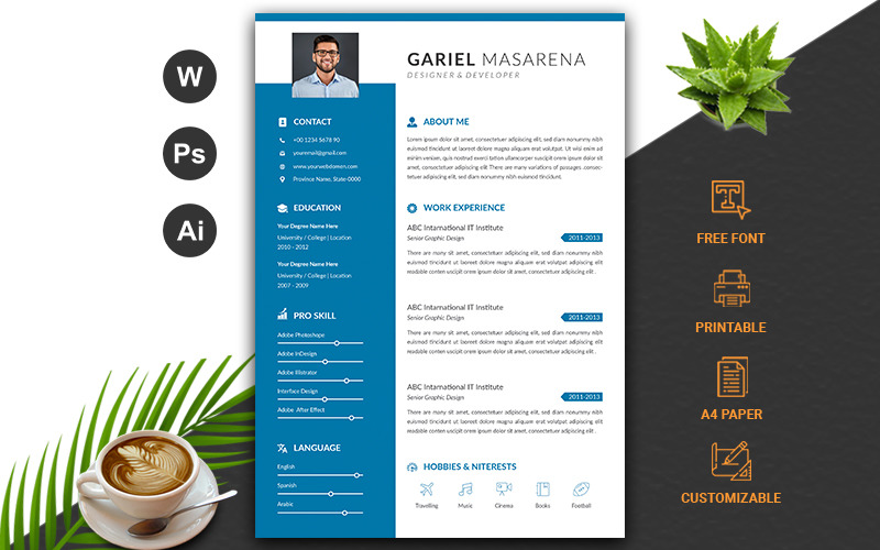 Download Резюме "Word CV Resume Template" / Word CV Resume Template - Резюме на тему графика cv,rsume,template,layered,modern,photoshop,minimal,letter,printable,lawyer,profational,creative,eaditable,word,indesign,cvdesign,docx,jobecv,elegent,portfolio