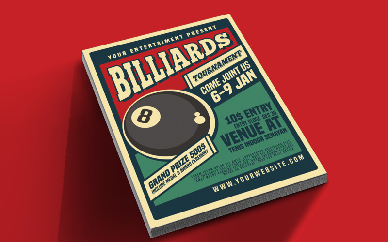 Billard Tournamet Flyer - Vorlage für Unternehmensidentität