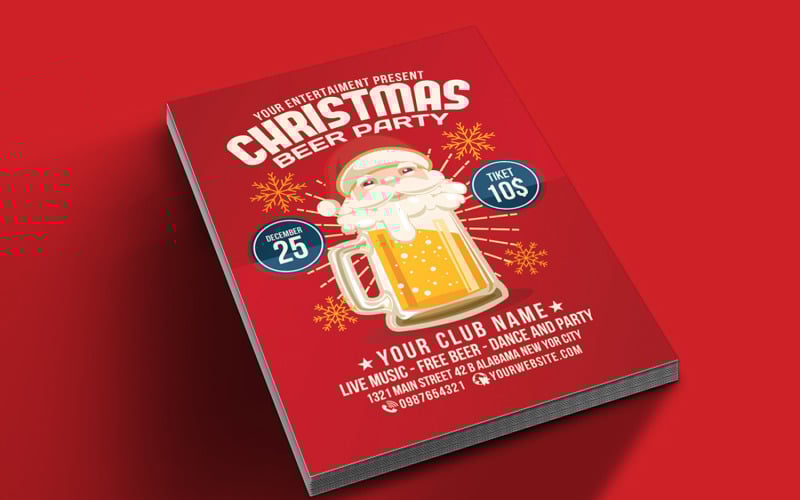 Download Фирменный стиль "Christmas Beer Party - Corporate Identity Template" / Christmas Beer Party - Corporate Identity Template - Фирменный стиль на тему графика beer,celebration,christmas,flyer,party,club,drunk,event,green,happy,new,year,merry,old,post,red,retro,santa,snow,snowflake