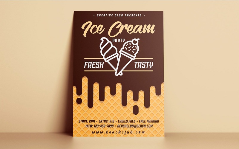 Ice Cream Party Flyer - huisstijl sjabloon