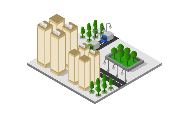 Download Vector "Isometric City Illustrated On White Background - Vector Image" / Isometric City Illustrated On White Background - Vector Image - Vector на тему графика illustration,urban,business,set,architecture,vector,construction,street,isolated,city,collection,isometric,3d,elements,store,modern,concept,map,graphic,design