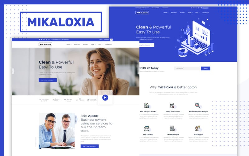 Mikaloxia | Multifunctionele zakelijke HTML5-websitesjabloon