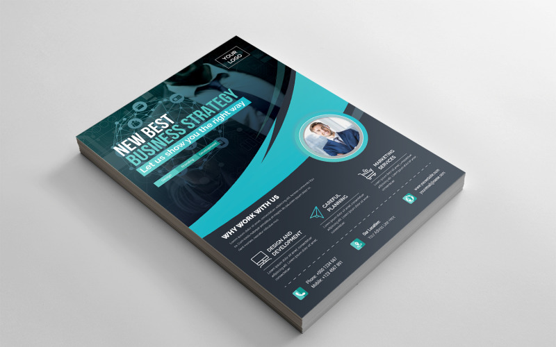 Modern Flyer with Wavy Elements - Corporate Identity Template