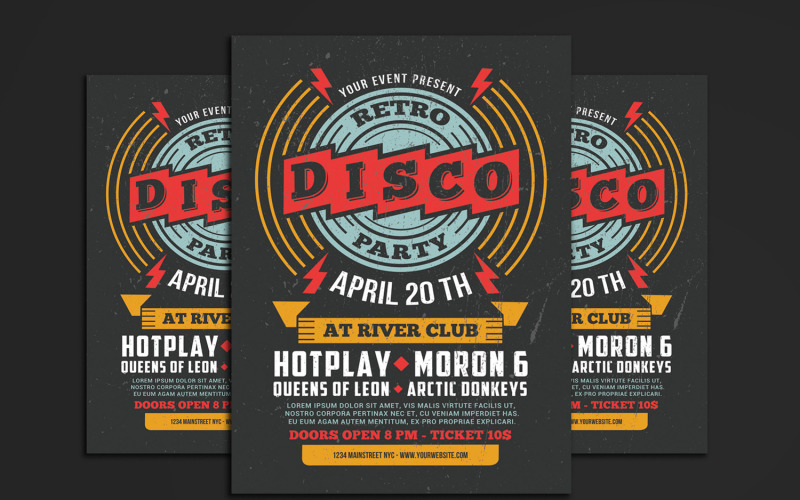 Retro Disco Event Flyer - Corporate Identity Template