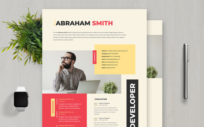 Download Резюме "Abraham Smith | Developer Professional Resume Template" / Abraham Smith | Developer Professional Resume Template - Резюме на тему графика professional,resume,cv,clean,business,corporate,documents,paper,curriculum,vitae,job,works,fresh,graduate