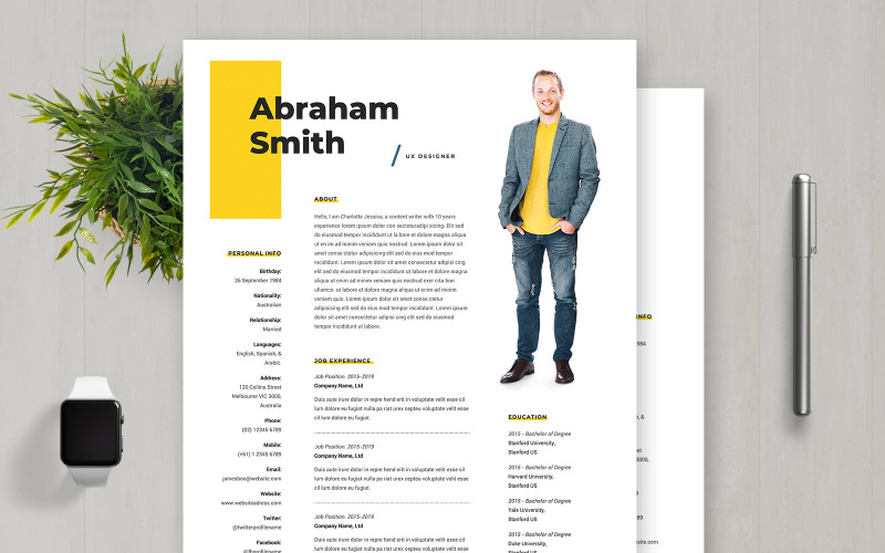 Abraham Smith | Modèle de CV UX Designer