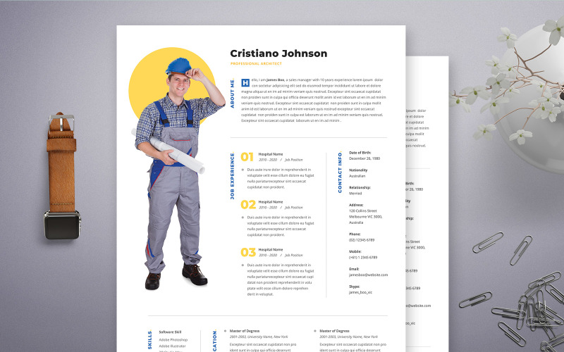 Cristiano Johnson - Saubere professionelle Lebenslaufvorlage