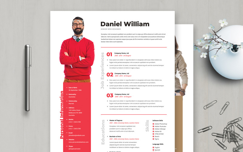 Download Резюме "Daniel William | Clean Professional Resume Template" / Daniel William | Clean Professional Resume Template - Резюме на тему графика professional,resume,cv,clean,business,corporate,documents,paper,curriculum,vitae,job,works,fresh,graduate