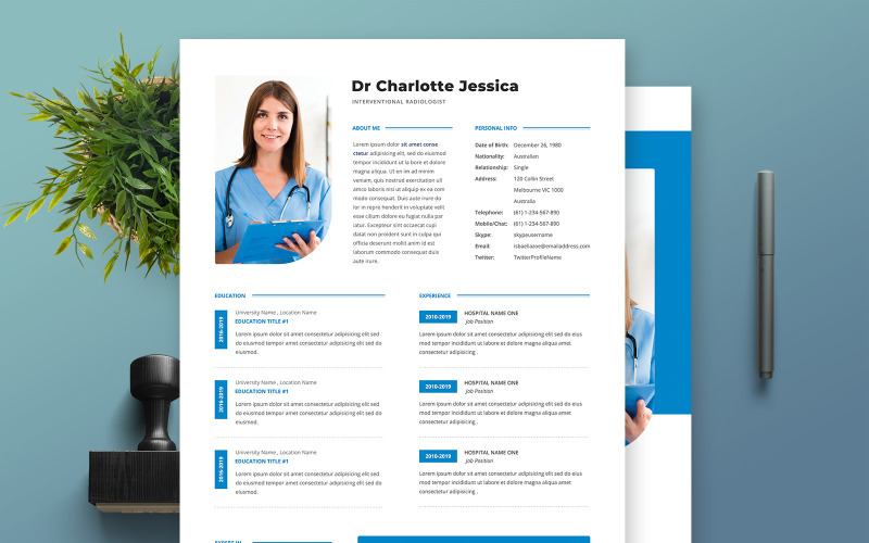 Download Резюме "Dr Charlotte Jessica - Professional and Clean Woman Resume Template" / Dr Charlotte Jessica - Professional and Clean Woman Resume Template - Резюме на тему графика professional,resume,cv,clean,business,corporate,documents,paper,curriculum,vitae,job,works,fresh,graduate