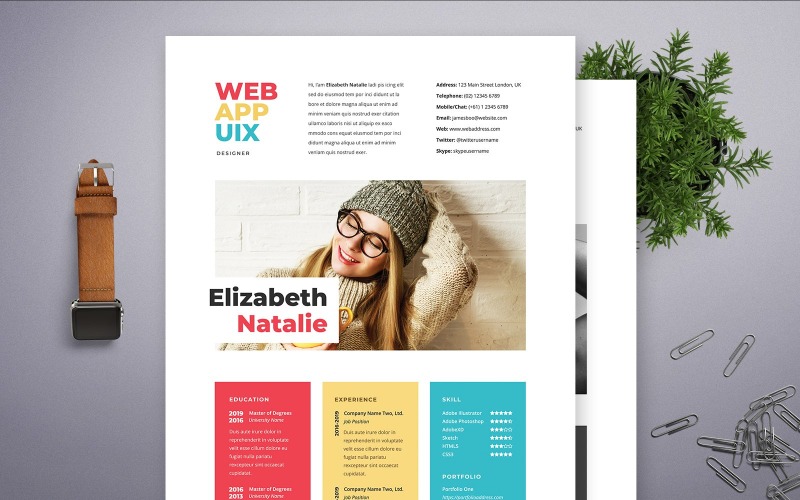 Download Резюме "Elizabeth Natalie | Web App UIX Designer Professional Resume Template" / Elizabeth Natalie | Web App UIX Designer Professional Resume Template - Резюме на тему графика professional,resume,cv,clean,business,corporate,documents,paper,curriculum,vitae,job,works,fresh,graduate