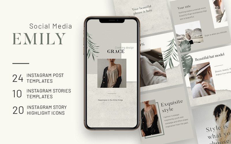 Download Шаблон для соцсетей "Emily - Pack Templates for Social Media" / Emily - Pack Templates for Social Media - Шаблон для соцсетей на тему графика template,templates,socialmedia,creativedesign,creative,instagramtemplates,instagram,templateinstagram,postinstagram,postdesignundefined,beauty,fashion,style,love