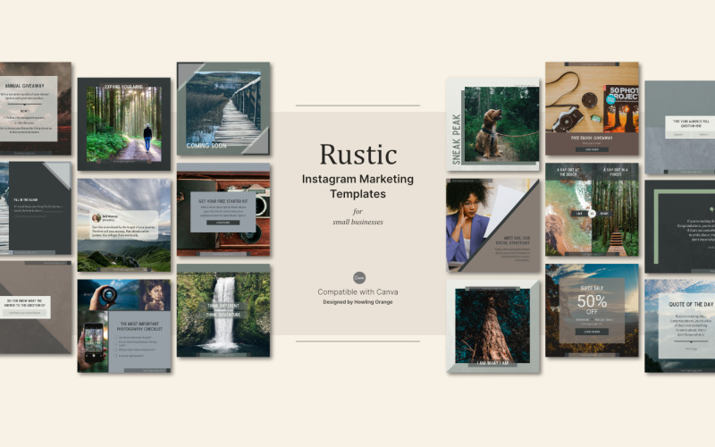 Набор шаблонов Rustic Instagram Marketing для социальных сетей