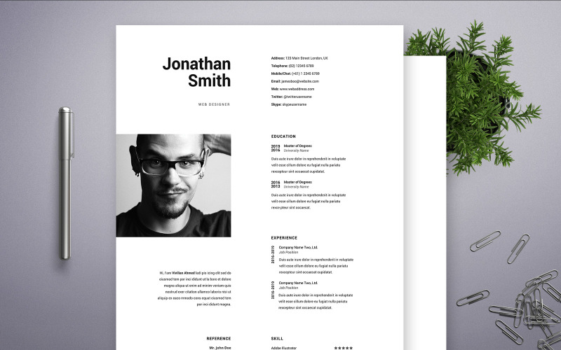 Jonathan Smith | Web Designer mall för CV