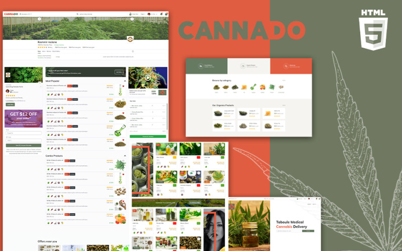 Cannado | Cannabis HTML5-webbplatsmall för flera leverantörer