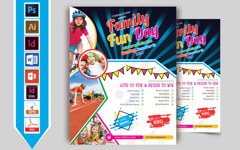 Family Fun Day Flyer 02-Vol. - Vállalati-azonosság sablon