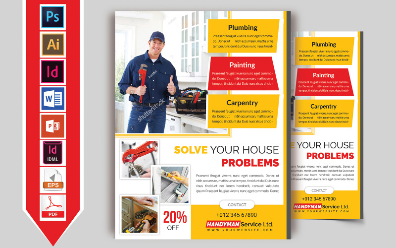 Handwerker & Klempner Service Flyer Vol-01 - Corporate Identity Vorlage