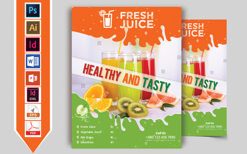 Download Фирменный стиль "Juice Menu Flyer Vol-01 - Corporate Identity Template" / Juice Menu Flyer Vol-01 - Corporate Identity Template - Фирменный стиль juice,menu,orange,mango,pineapple,watermelon,stall,tea,coffee,flyer,poster,brochure,eps,vector,ai,psd,ms,word,powerpoint
