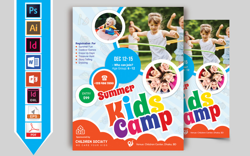 Kids Summer Camp Flyer Vol-04 - Huisstijl sjabloon
