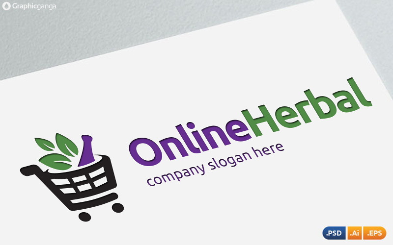 Download Шаблон логотипа "Online Herbal Logo Template" / Online Herbal Logo Template - Шаблон логотипа на тему графика logo,business,modern,brand,creative,corporate,company,media,identity,professional,design,web,vector,branding,simple,studio,green,clean,blue,app