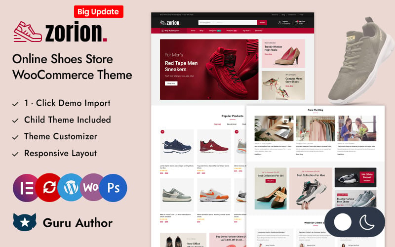 Zorion - Online schoenenwinkel Elementor WooCommerce responsief thema