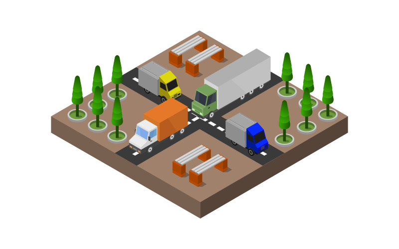 İzometrik Yol - Vektör Görüntü