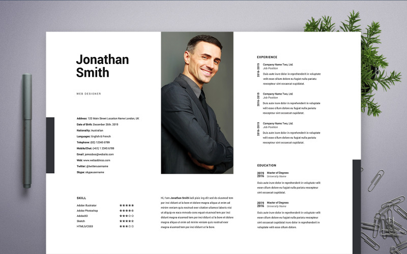 Jonathan Smith | Modèle de CV de concepteur Web