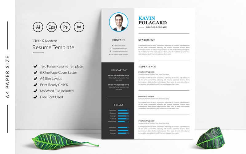 Modèle de CV de CV professionnel Kavin