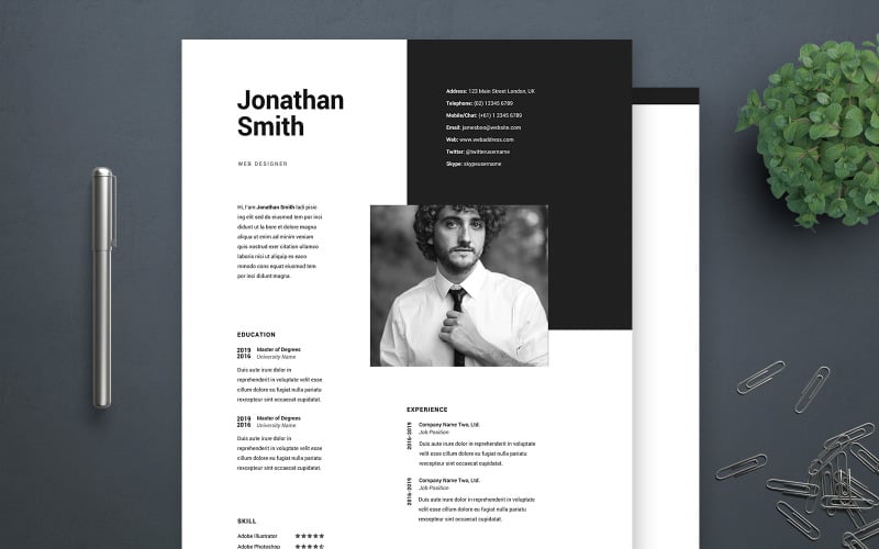 Jonathan Smith | Professionell mall för webbdesigners CV