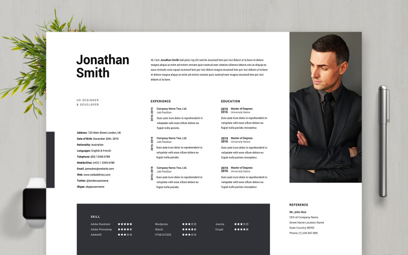 Jonathan Smith - UX-designer och CV-mall