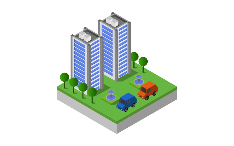 Miasto izometryczne - grafika wektorowa