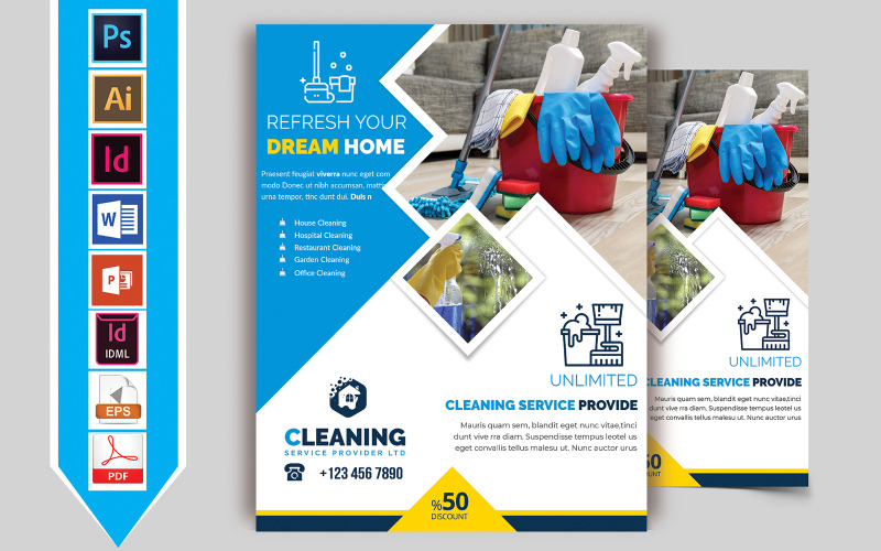 Download Фирменный стиль "Cleaning Service Flyer Vol-06 - Corporate Identity Template" / Cleaning Service Flyer Vol-06 - Corporate Identity Template - Фирменный стиль cleaning,working,handyman,clean,fresh,cleaning-service,washing,flyer,poster,brochure,ai,psd,indesign,word,powerpointcleaning,powerpoint