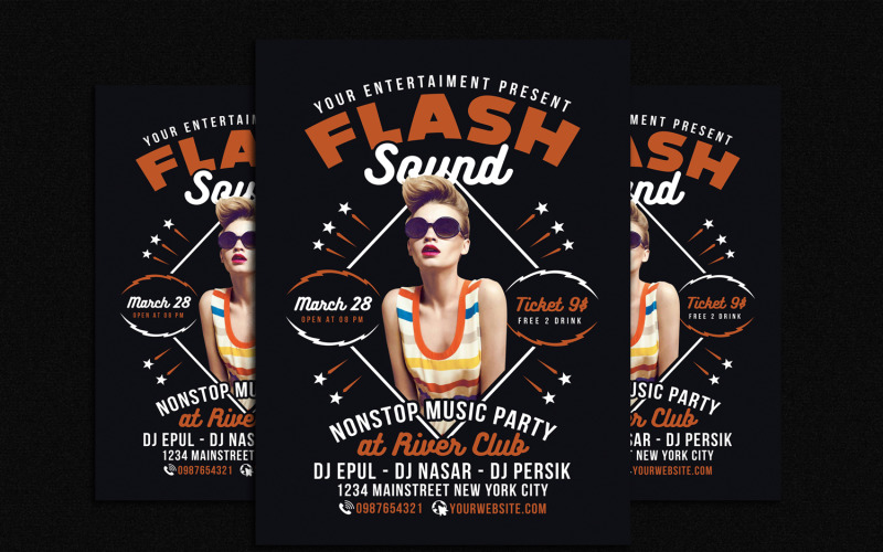 Flash Sound Disco Music Party Flyer - Corporate Identity Template