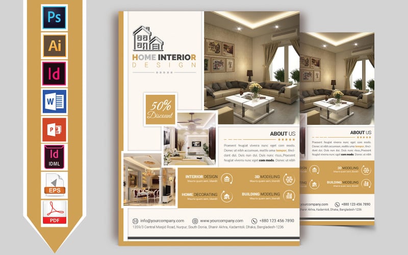 Download Фирменный стиль "Interior Design Flyer Vol-02 - Corporate Identity Template" / Interior Design Flyer Vol-02 - Corporate Identity Template - Фирменный стиль design,interior,interior-design,home,home-design,home-decoration,decoration,building,building-design,real-estate,land,psd,ai,word,powerpoint,flyer,poster,brochure