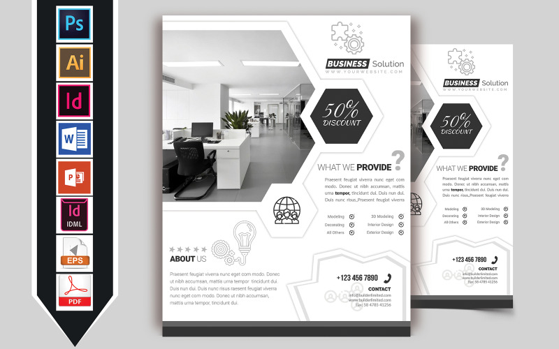 Download Фирменный стиль "Minimal Creative Business Flyer Vol-08 - Corporate Identity Template" / Minimal Creative Business Flyer Vol-08 - Corporate Identity Template - Фирменный стиль business,corporate,minimal,creative,office,company,agency,software,digital-service,flyer,brochure,poster,ai,psd,word,powerpoint,vector,indesign