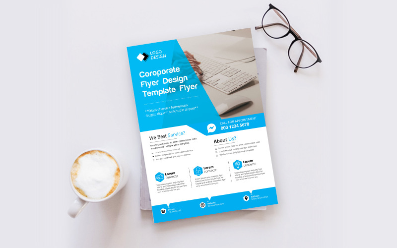 Download Фирменный стиль "Business Flyer - Corporate Identity Template" / Business Flyer - Corporate Identity Template - Фирменный стиль на тему графика design,template,business,flyer,poster,corporate,creative,print,concept,marketing,company,modern,style,simple,blue,text,white,idea,editable,elegant
