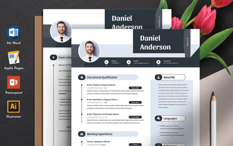 Creative & Modern Editable MS Word Apple Pages Cv Resume Template